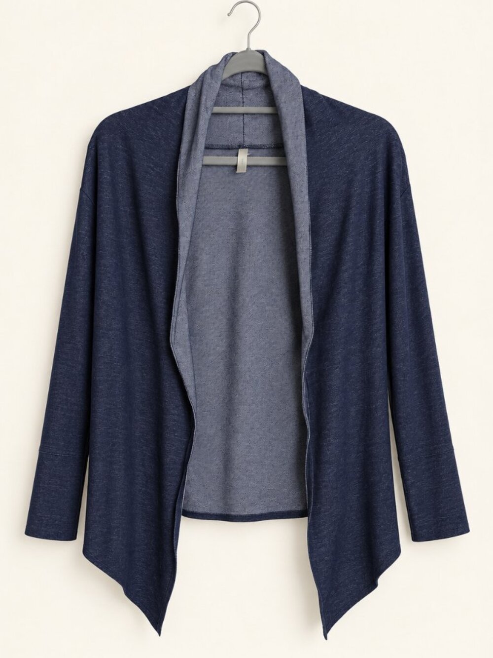 Necessitees Heathered Navy Blue Waterfall Open Front Cardigan S